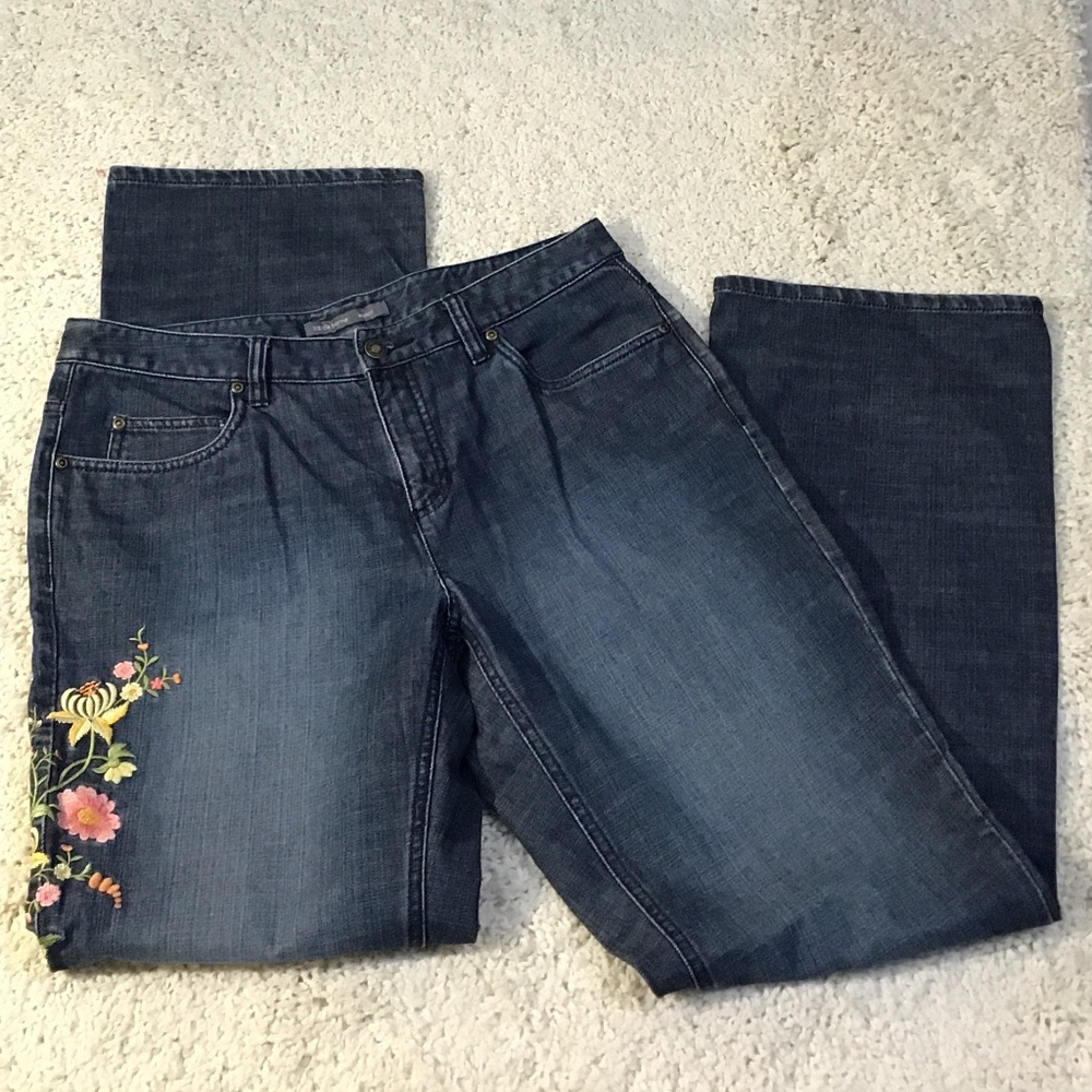 Liz Claiborne BootCut Jeans With Floral Embroidery